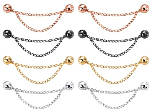 Kemay 8 Pack Multi-Function Magnetic Clothing Clips, Strong Hijab Magnets with Chain, Pinless Fabric Cinch Clip for Scarf Shirt Sleeve Trouser, Elegant Clothes Clips for Men Women