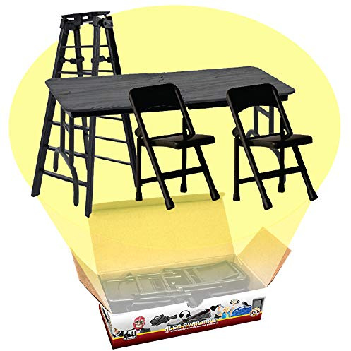 Ultimate - Escalera, mesa y sillas, juego negro para figuras de acción de lucha libre
