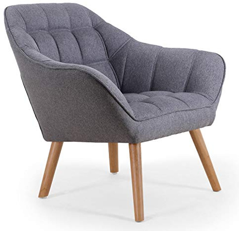 Fauteuil Scandinave Zentao Tissu Gris Clair