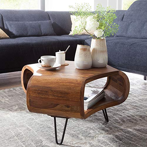 KADIMA Design Massiver Couchtisch 55x38x55 cm Sheesham Wohnzimmertisch Holz Wohnzimmer