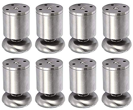 HPiano Verstellbare Möbelfüße 8 Stück Verdickung Schrank Edelstahl Beine Küche Füße Arbeitsplatte TV Schreibtisch Tisch Beine Möbel Silber Sofa Beine, 50 x 80 mm, Gummimatte, höhenverstellbar