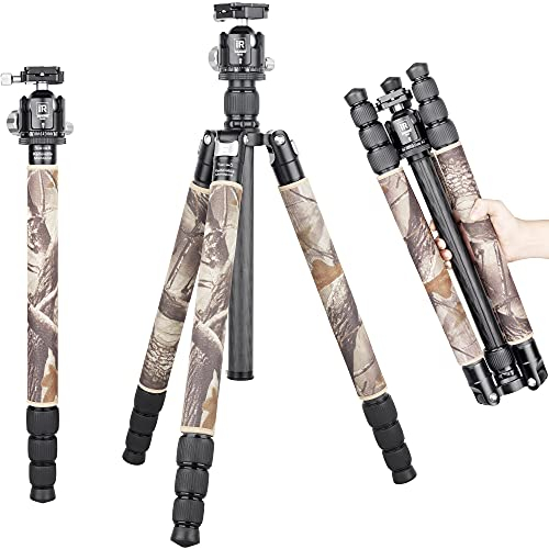 INNOREL RT85CM Kohlefaser-Stativ 184cm 2-in-1 Dreibeinstativ Einbeinstativ Fachmann Schwerlast Kamerastativ Max Belastung 25kg Max Rohr 32mm mit Mittelsäule N44 Kugelkopf Stativtasche(RT85CM+N44)