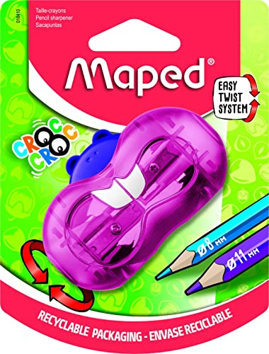 Maped - Taille-crayon Croc Twist Bieber - 2 tailles de crayons - Avec boîte de récupération - Couleur aléatoire