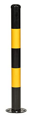 Bolt Down Metal Traffic Bollard, Outdoor Fixed Road Safety Vehicle Impact Bollards, Black Yellow Steel