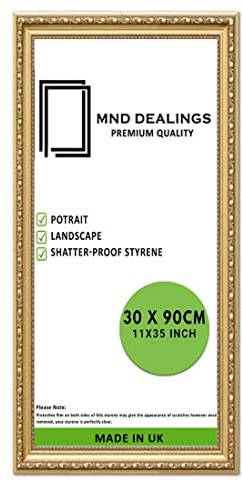MND Dealings Ornate Shabby Chic Panoramic 30x90cm Picture Poster Frame -Gold Antique Style - MDF back board | for Gift Wall Art Gallery Home Decor -30X90 CM (11.81X35.43)