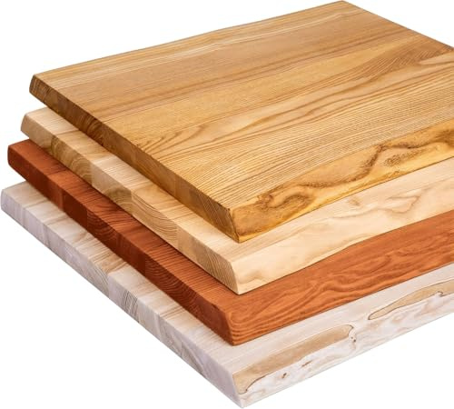 LAMO Manufaktur Massivholzplatte Tischplatte Baumkante für Schreibtisch, Esstisch, 120x60 cm, Rustikal, LHB-01-A-003-1206