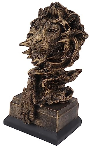 AMONIDA Löwenfigur, Künstlerische Löwenkopfstatue, Geruchlos, Lebendiges Kunstharz, Dekorativ für das Studium