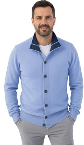 Giacca Uomo Misto Cashmere Cardigan Bottoni Made in Italy Maglione Seta Pullover Manica Lunga Lana Merino Cachemire Maglioncino Beige Blu Grigio Maglia Regalo Abbigliamento Inverno (XXL, Lavanda)