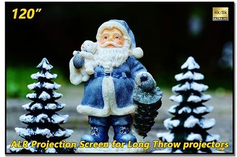 ALR Screen for Standard Throw Projectors (Non-UST), 120 inch ALR Projector Screen Fixed Frame Wall Mount, 16:9 8K/4K 3D, Grey Projection Screen, 0.39 inch Ultra-Narrow Bezel for Movies and Games