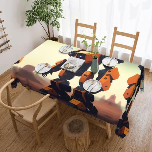XZDLXJ Rectangular Waterproofmech Robot for war Tablecloth Wrinkle-Resistant and Washable, ensuring Durability for Repeated use