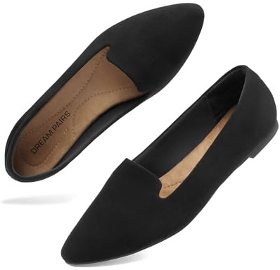 DREAM PAIRS Ballerine Punta Donna Lavoro,Nero,41