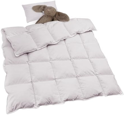 zzlamb Warm Baby Quilt Crib Comforter Small Duvet Insert, Toddler Down Comforter Kids Crib Blanket, Lightweight Soft Brushed Noiseless Shell Down Proof Machine Washable, Misty Grey 41x48in