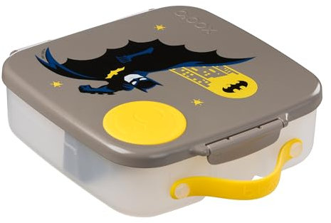 b.box Batman by Brotdose Kinder mit Fächern | Jumbo Bento Box mit 4 Fächern (2 Auslaufsicher), Herausnehmbarer Trennwand, Gel-Kühlakku | Schul Lunchbox Ab 3, 2L