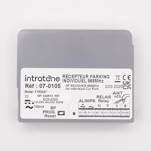 INTRATONE - Récepteur Parking Individuel 07-0105 | HF 868 MHz Code Tournant Sécurisé | Contrôle d’Accès Unique pour Portail ou Barrière - Usage PRO Uniquement + 1 Porte-clés DOMOBIP