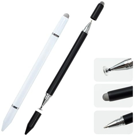 3 in 1 Stylus Pen With Fine Tip for Touch Screen Drawing - Compatible With Apple, iPhone, iPad, Android, Microsoft Tablets - Universal for Writing and Note Taking