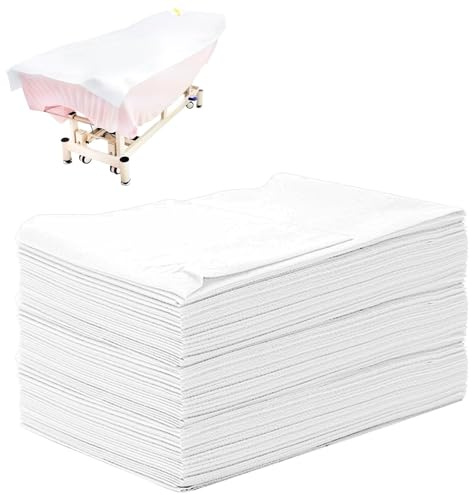 YAYODS 100 stycken engångs lakan massagesäng överdrag – 100 x 200 cm engångs massagebord överdrag lakan – engångsresårlakan dyna mjukt fleecetyg – engångs sängkläder kosmetiskt liggöverdrag