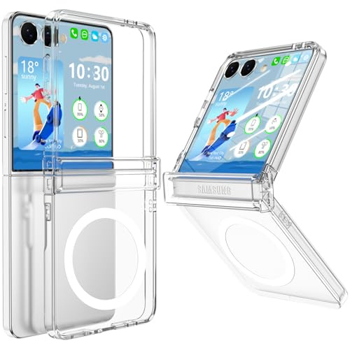WATACHE for Galaxy Z Flip 7 Case Magnetic with Hinge Protection Clear Flip 7 Case Slim Protective Cover for Smasung Galaxy Z Flip 7 (Crystal)