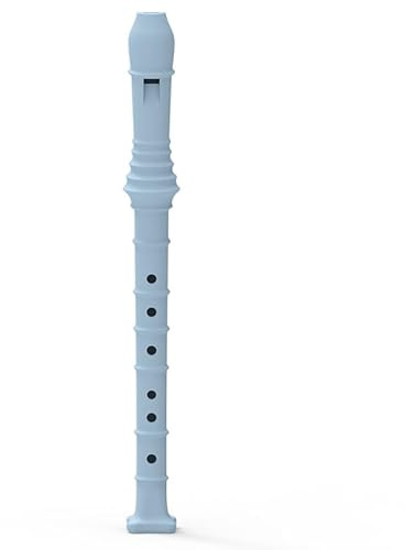 Sopran Recorder Flauta blockflöjt av silikon, grepp, tysk musikalisk inspelare, 8 hål, set i C med ficka, flöjtmopp för blockflöjt barn (blå)