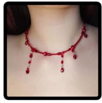 Wedity Gothic Red Crystal Beaded Choker Necklace Halloween Blood Drop Tassel Necklaces
