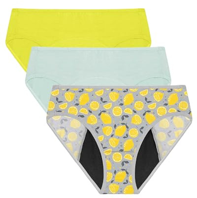 Neione Ragazze Mutande Mestruali Flusso Abbondante Slips Ciclo Mestruale Mutandine Hipsters Pacco da 3 Minfresca 12-14 Anni