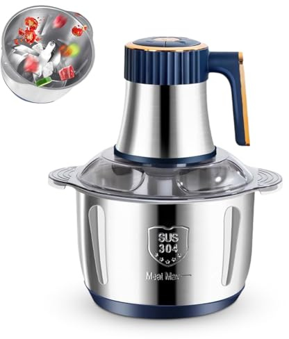 Kökshackare Elektrisk, 500W Multihackare Elektrisk, 5L Universalhackare med 5 Inställningar, med Vridbar 6-sidig Stålklinga, för Grönsaker, Frukt & Kött