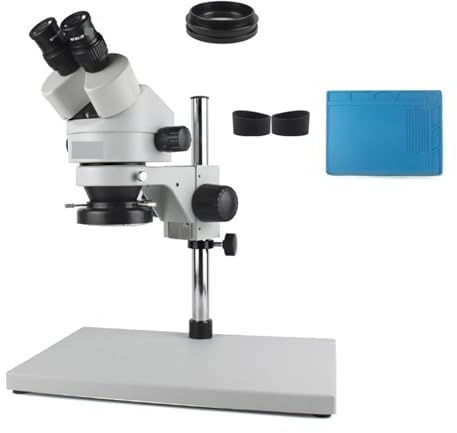 Mikroskoplins, 3,5x-90x industriellt binokulärt stereomikroskopförstoring + 56 justerbara LED-lampor Professionell telefonlödningsreparation(7X-45X White)