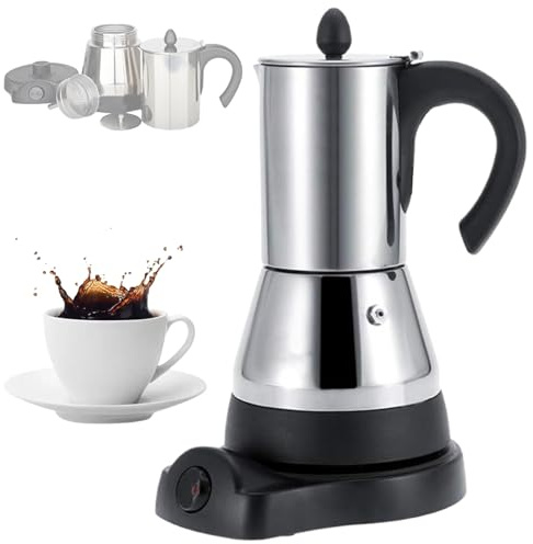 Rostfritt stål elektrisk kaffe perkolator, 400W/480W automatiskt bryggsystem för 4-6 koppar, Hållbar design med Håll varm funktion, enkel rengöringsbas för hemkontors användning