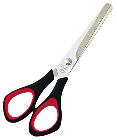 Wedo 9766 Allzweckschere Universalschere (rostfreier Edelstahl, rund, Kunststoff Softgriffe 15,5 cm) schwarz/rot
