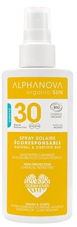 ALPHANOVA SANTE - Spray solaire SPF30 CLASSIQUE Bio ORGANIC SUN - naturel - écoresponsable - waterproof - protection immédiate - 125g