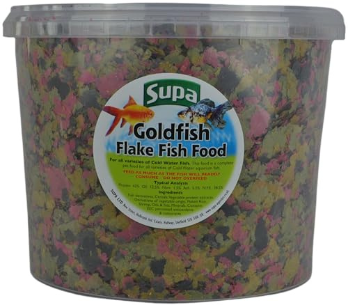 Supa Goldfish Flake Fish Food 3 Litre | Complete Nutritious Diet for All Varieties of Cold Water Aquarium Fish | Comes in a Resealable Bucket to Keep the Feed Fresh