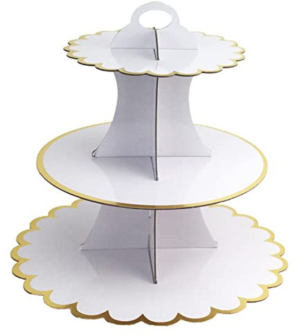 Présentoir à Cupcakes en Carton,Tour à Cupcakes en Carton Blanc | Support à gâteau Dessert Cupcake Stand Holder, Tour à gâteau pour Fournitures de fête d'anniversaire, 3