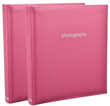 2 x Arpan 5 x 7'' /13x18cm 120 Photos Large Slip in Photo Album Memo Book - With Index Page/DVD Pockets (Pink)