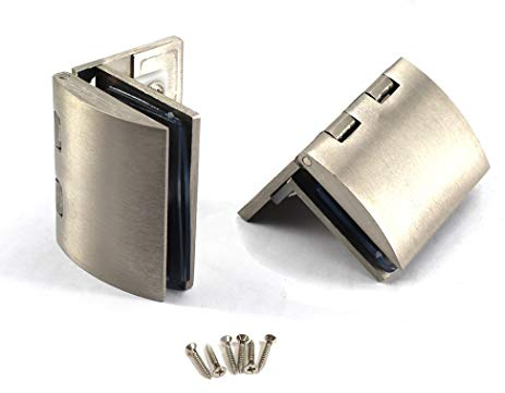90 Degree Glass Door Pivot Hinge Kit Zinc Alloy Shower Hinge Glass Door Clamp Clip 2 Pieces with Screws,Adaptive 8-10mm Glass