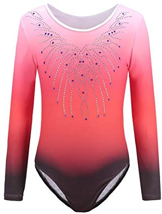 Sinoem Justaucorps de gymnastique pour enfant fille à manches longues/sans manches - Justaucorps de ballet - Justaucorps de danse - Bleu/violet/rose, 9-10 ans