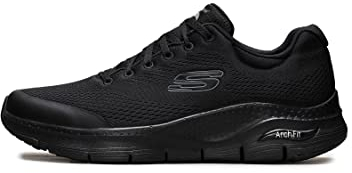 Skechers Herren Arch Fit Sneaker, Black Textile Synthetic Trim, 42 EU