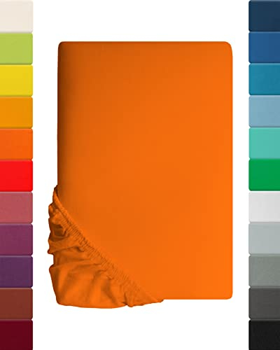 Lavea Spannbettlaken 200x220cm - aus atmungsaktiver Baumwolle - Passgenau für Boxspringmatratzen bis 40cm - Abendrotes Bettlaken mit Gummizug - Jersey Spannbetttuch 200x220cm