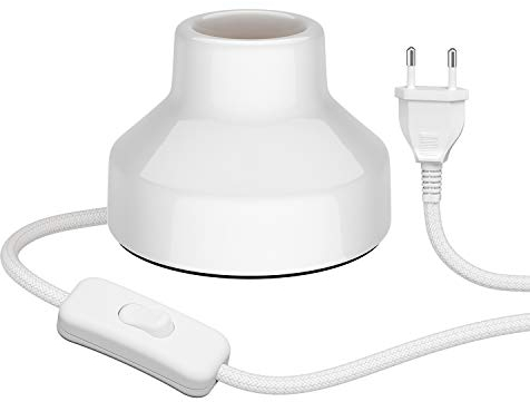 ledscom.de Lampada da tavolo TIX, interruttore, porcellana, bianco, 1x E27 max. 300W