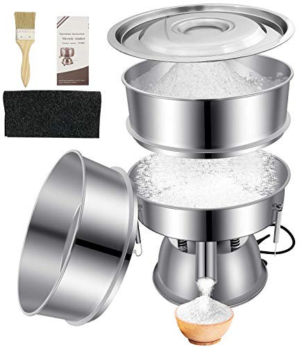 Sidasu Automatic Powder Sifter Machine 10 Mesh 60 Mesh Automatic Sieve Shaker Vibrating Machine 110V Stainless Steel Sieve Shaker Machine with 2 Screens,Sieve Shaker Machine for Flour Powders