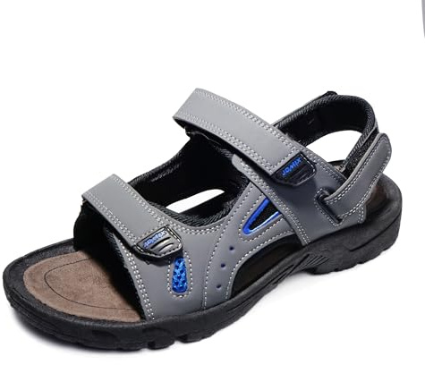JOMIX Sandali Uomo Sportivi Estivi con Chiusura a Strappo Comodi da Camminata Mare Escursione Suola Antiscivolo Grigio 45