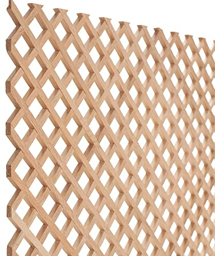 24 in. x 35-3/4 in. x 3/8 in. Unfinished Diagonal Solid North American Red Oak Lattice Insert Panel