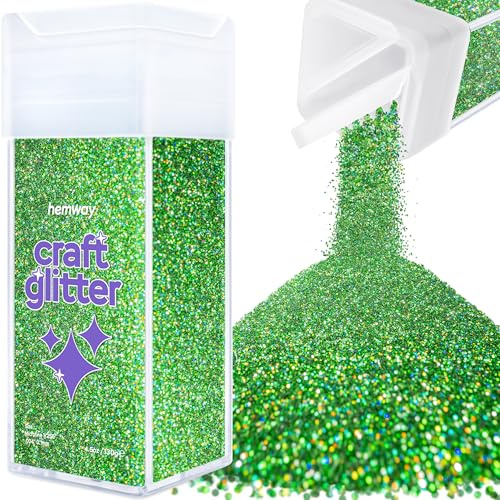 Hemway Craft Glitter Shaker Emerald Green Holographic 130g Microfine | for Resin & Epoxy Crafts, Christmas Art Supplies, Nail, Body, Face, Eye, Festival, Crafting, Slime, Sparkle