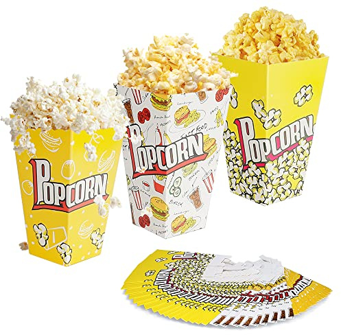 Scatole Pop Corn feste, 48 Pcs Contenitore Porta Alimenti Compleanno, Sacchetti di Caramelle Popcorn per Graduation, Porta Patatine Pop Corn per Feste, Compleanno, Cinema, Carnevale, Matrimoni