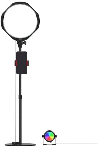 JOBY Beamo Studio-Deluxe-Beleuchtungsset, Studioleuchte für Video, Set für Content Creator, Soft-Key-Licht mit Fernbedienung, Hintergrundlicht mit 12 Farben, GorillaPod Flexibler Arm