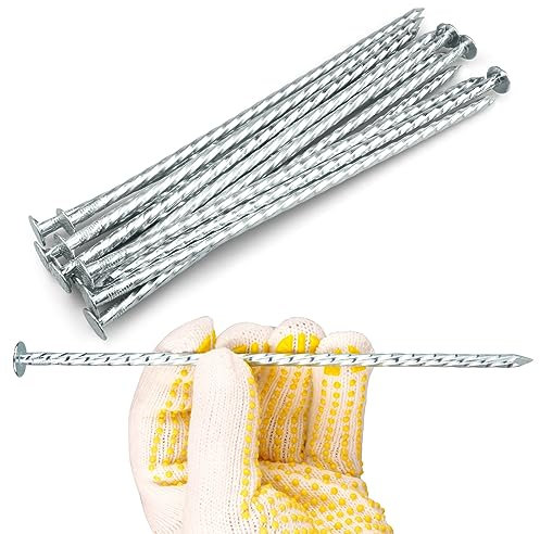 JPOIP Lot de 200 piquets en spirale robustes de 20,3 cm – Piquets de jardin en métal galvanisé solide pour fixer les bordures de pavé, les barrières contre les mauvaises herbes, le gazon artificiel,