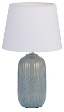 Pauleen 48321 Tischleuchte Glowing Hug E14 max. 20W Weiß, Graublau Stoff, Keramik Nachttischleuchte