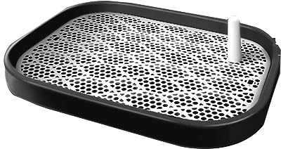 Flachbett-Hundetoilette, spritzwassergeschützt und leicht zu reinigen, 65 * 49 * 6cm，Inklusive Töpfchenpflücker*1, Windeln*3 (Black)