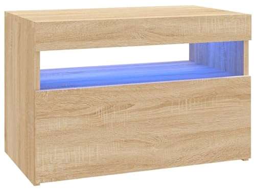SECOLI TV Schrank LED 60 cm TV-Bank TV Lowboard mit LED-Beleuchtung Fernsehtisch Sonoma-Eiche TV Board LED TV Schrank Fernsehschrank 60 x 35 x 40 cm