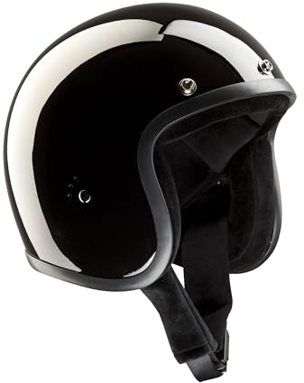 BANDIT Jet Classic Open Motorcycle Helmet Gloss Black Custom Biker Style Sun Peak Included JETGB (M)