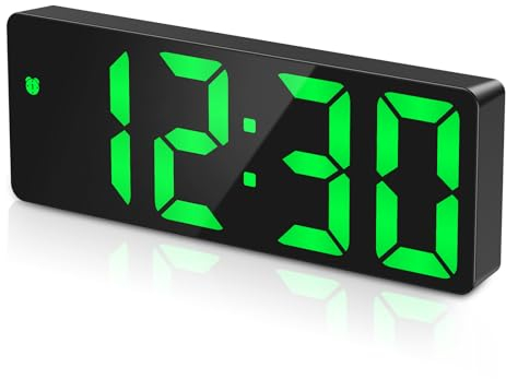 ORIA LED Digitaler Wecker, Modern Tischuhr, Alarm Clock mit Klang-Kontrolle, 3 Helligkeit/3 Alarm Einstellbare, Datum/Zeit/Temperatur, Batterie-/USB-betrieben - Grün