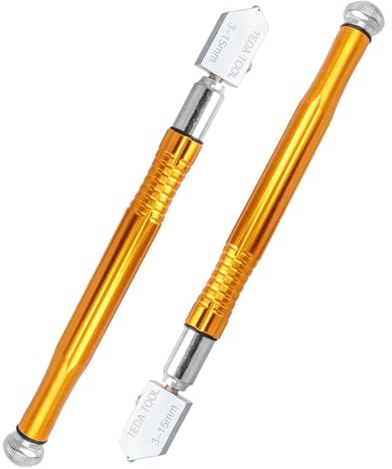 Treki 2pcs Cortador de Vidrio Profesional Cortavidrios Herramienta de Corte de Cristal 3-15 mm Cortador de Vidrio con Mango de Ergonomía para Mosaico de Vidrio Grueso Azulejos y Espejo